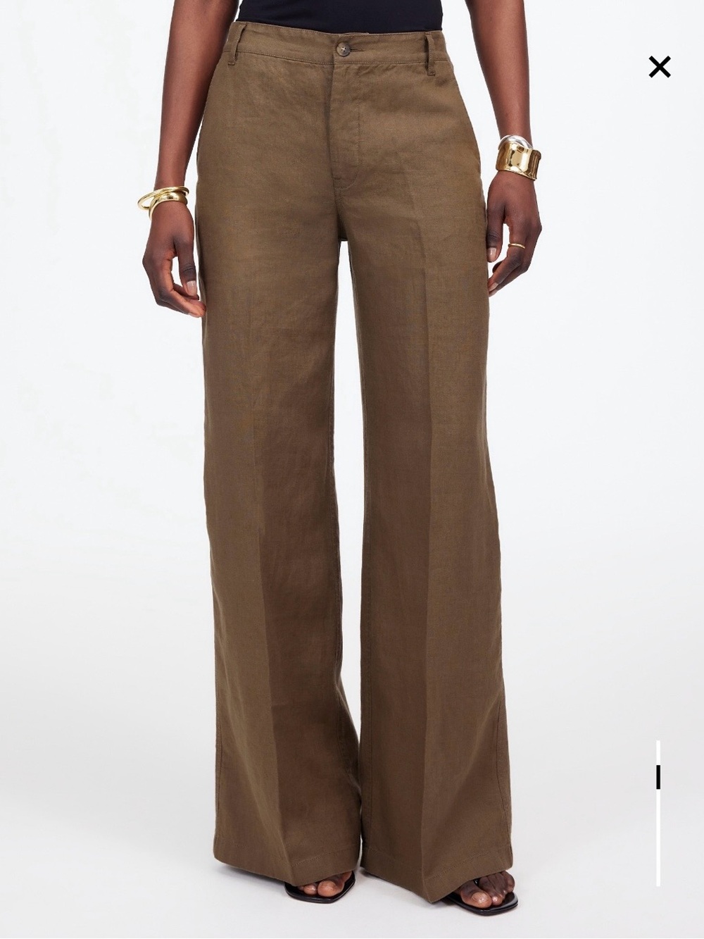 Madewell The Zoe Relaxed Wide Pant 
100% Linen Safari Khaki NWT - Picture 2 of 9